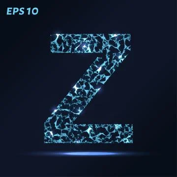 The letter Z consists of points, lines and triangles. Vector illustration. Stock Illustration