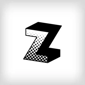 Letter Z with creative shadow, pop art dot design alphabet sign. Stock Illustration