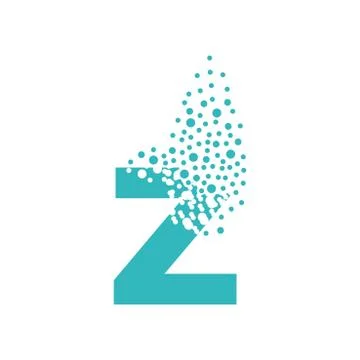 Letter Z dispersing into a cloud of bubbles Stock Illustration