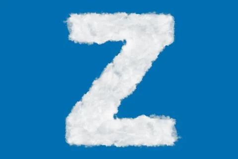Letter Z font shape element made of clouds on blue Stock Illustration