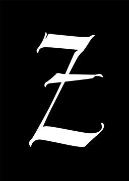 Letter z, in the Gothic style. Vector. Alphabet. The symbol is isolated on a Stock Illustration