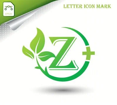 Letter Z with green leaf vector template Stock Illustration