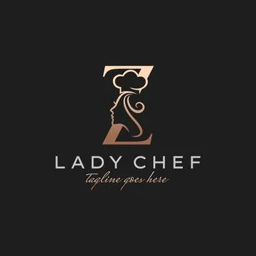 Letter Z Lady Chef, Initial Beauty Cook Logo Design Vector Stock Illustration