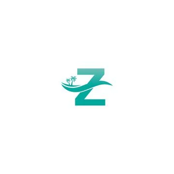 Letter Z logo  coconut tree and water wave icon design Stock Illustration