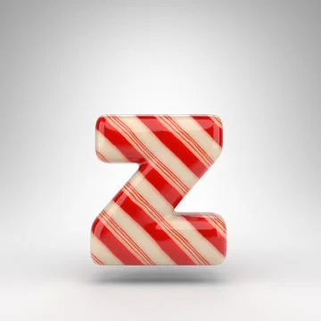 Letter Z lowercase on white background. Candy cane 3D letter with red and whi Иллюстрация