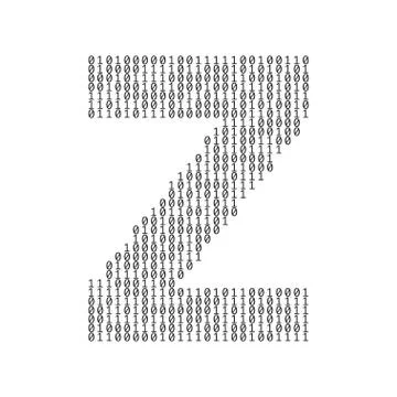Letter Z made from binary code digits. Technology background Illustrazione stock