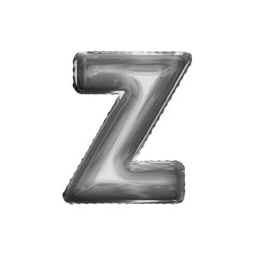 Letter Z Made Of Silver Inflatable Balloon Isolated On White Background Illustrazione stock