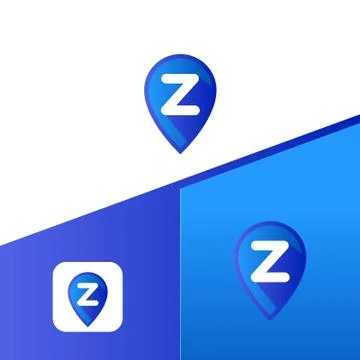 Letter Z With Map Pointer icon or logo design template elements Stock Illustration