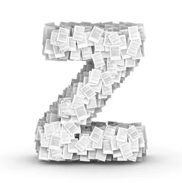 Letter Z, page documents font Stock Illustration