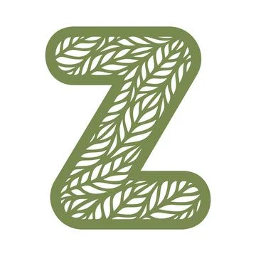 Letter Z with a pattern of leaves.  Stock Illustration