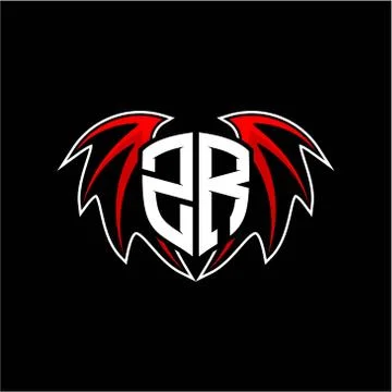 Letter Z R initial vector logo template with a minimalist dragon wing style Stock Illustration