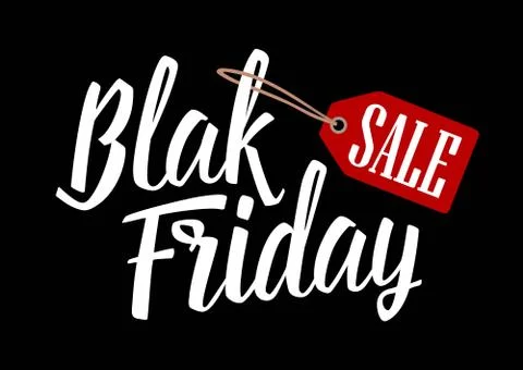 Lettered text Black Friday with hanging sale tag. Stock Illustration