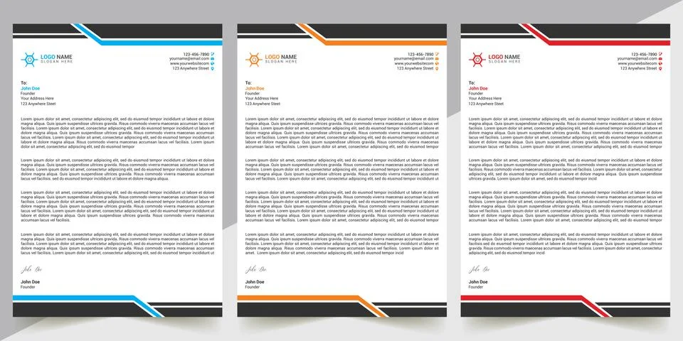 Letterhead Design Template Illustrazione stock