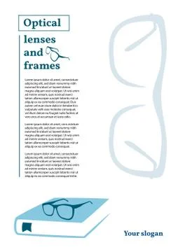 Letterhead for optics store. Contact points on a closed book Stock Illustration