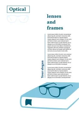 Letterhead for optics store. Contact points on a closed book Stock Illustration