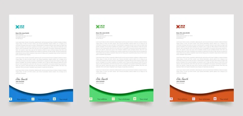 Letterhead template in flat style Stock Illustration