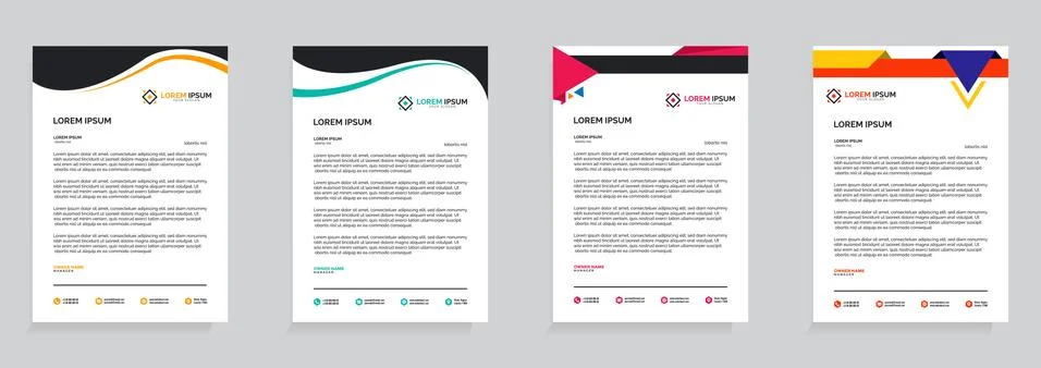 Letterhead Template Set Vector 스톡 일러스트
