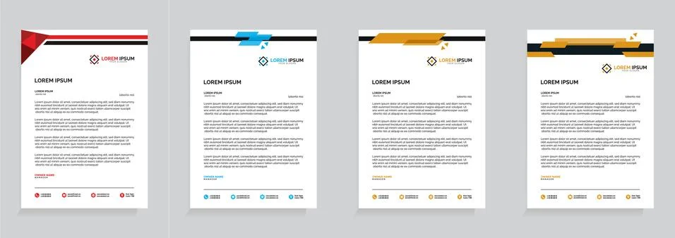 Letterhead Template Set Vector 스톡 일러스트
