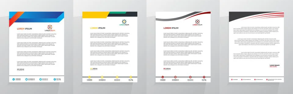 Letterhead Template Set Vector 스톡 일러스트