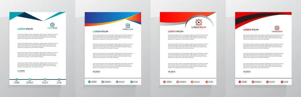 Letterhead Template Set Vector 스톡 일러스트