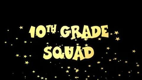 Lettering 10th GRADE SQUAD animated Golden stardust glitter on black Stock Footage 129343691