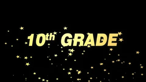 Lettering 10th GRADE SQUAD animated Golden stardust glitter on black Stock Footage 129343697