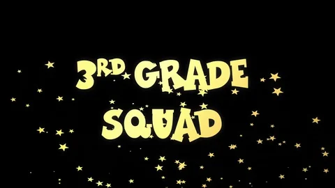 Lettering 3rd GRADE SQUAD animated Golden stardust glitter on black Stock Footage 129343597