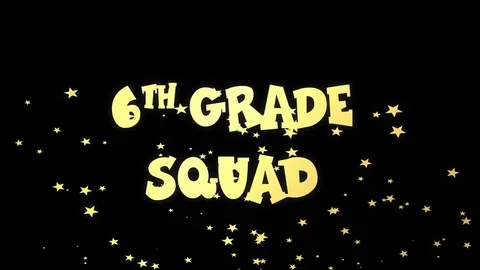 Lettering 6th GRADE SQUAD animated Golden stardust glitter on black Stock Footage 129343658