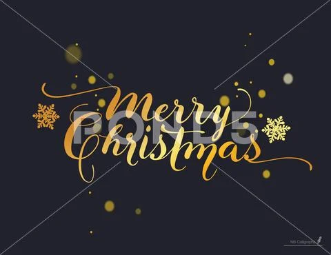 Lettering and Snowflakes Merry Christmas Stock Illustration