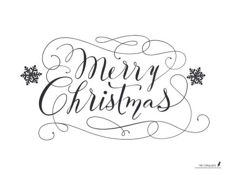 Lettering Based on a Nib Calligraphy. Snowflakes on a White Background. Stock Illustration