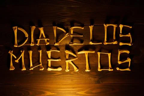 Lettering from the bones of the words Dia de los Muertos Stock Photos