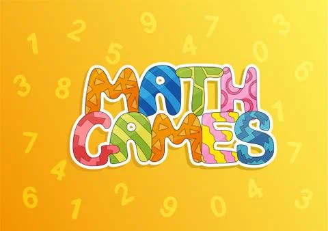 Lettering cartoon design concepts of Math Games, presentation and printing Illustrazione stock