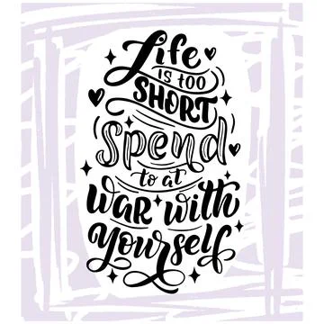 Lettering composition - in lilac frame, in vector graphics, black letters, on Stock Illustration