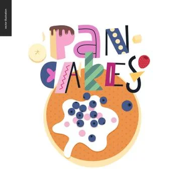 Lettering composition Love Spring Pancakes Illustrazione stock