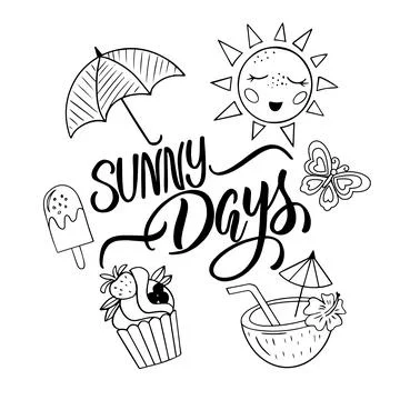 Lettering composition - sunny days Illustrazione stock