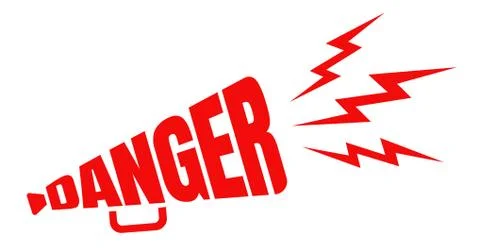 Lettering danger megaphone. Stock Illustration