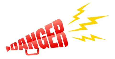 Lettering danger megaphone. Stock Illustration