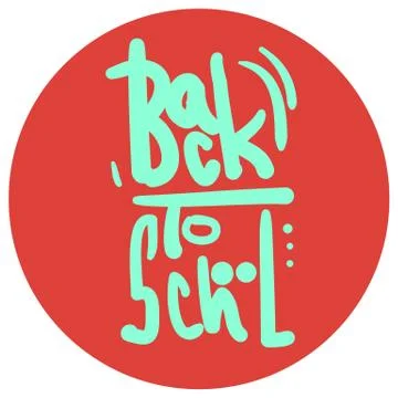 Lettering doodle back to school  on red circle Stock Illustration