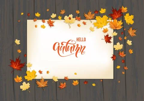 Lettering Fall leaves on background Stock Illustration