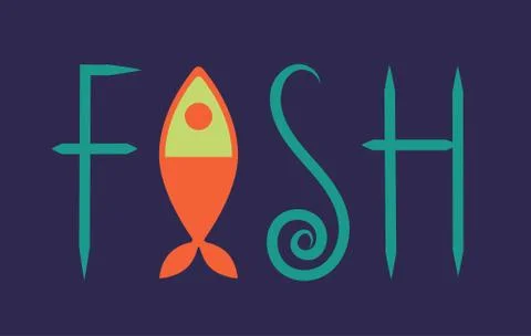 Lettering fish Stock Illustration