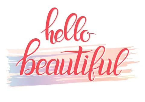 Lettering hello beautiful Stock Illustration
