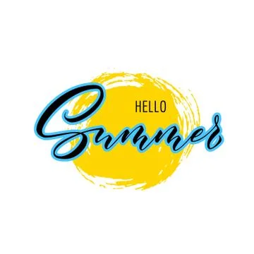 Lettering hello summer wrote by brush. Hello summer calligraphy. Stock Illustration