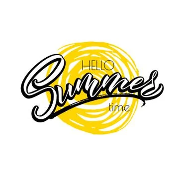 Lettering hello summer wrote by brush. Hello summer calligraphy. Stock Illustration