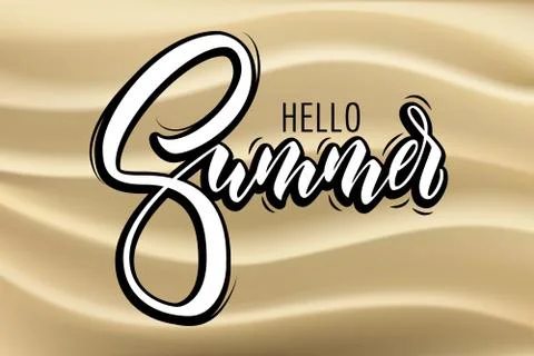 Lettering hello summer wrote by brush. Hello summer calligraphy. Stock Illustration