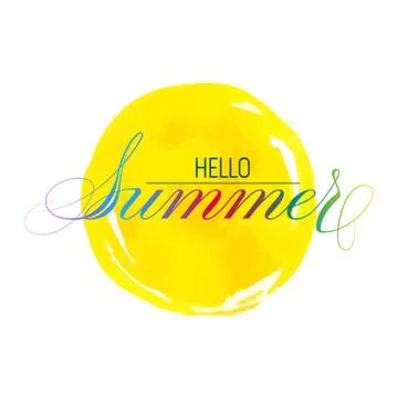 Lettering hello summer wrote by sharp pen. Hello summer calligraphy. Stock Illustration
