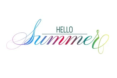 Lettering hello summer wrote by sharp pen. Hello summer calligraphy. Stock Illustration