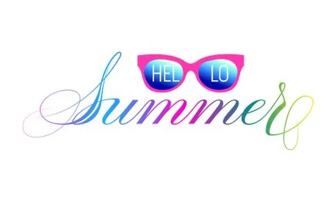 Lettering hello summer wrote by sharp pen. Hello summer calligraphy. Stock Illustration