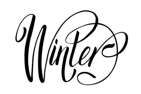 Lettering hello winter. Isolated vector illustration on white background. Stock Illustration