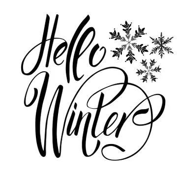Lettering hello winter. Isolated vector illustration on white background. Stock Illustration
