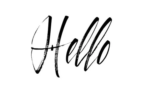 Lettering hello wrote by brush. Hello calligraphy. Stock Illustration